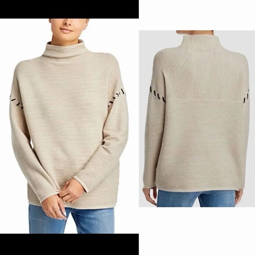 T TAHARI Beige Funnel Neck Ottoman Sweater-L